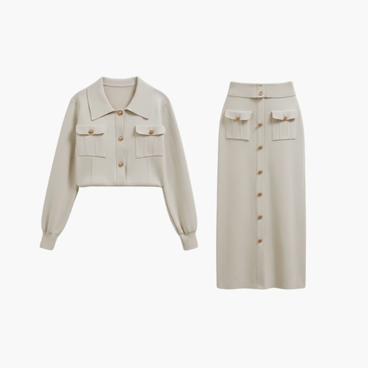 Women's 2 Piece Jacket Skirt Set - VibreMode