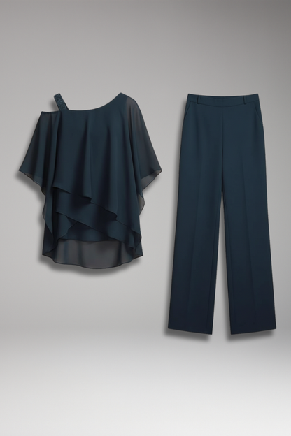 Women's 2 Piece Outfit Layered Wide Leg Pants - VibreMode