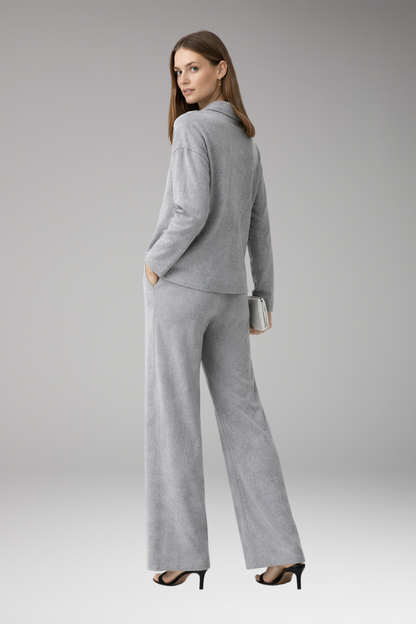 Women's Polo Collar Wide Leg Pants Set