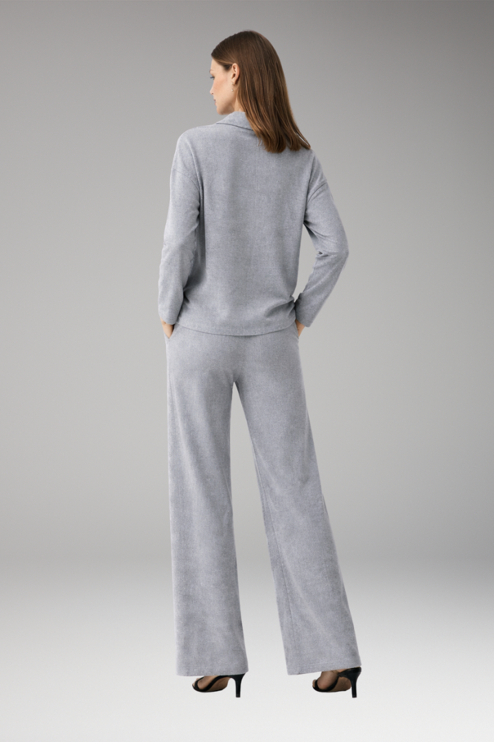 Women's Polo Collar Wide Leg Pants Set