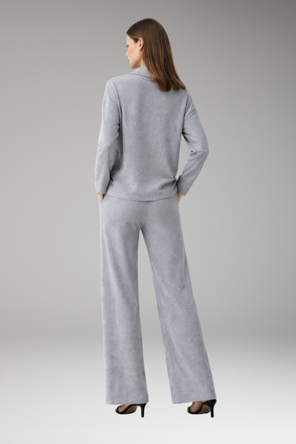 Women's Polo Collar Wide Leg Pants Set