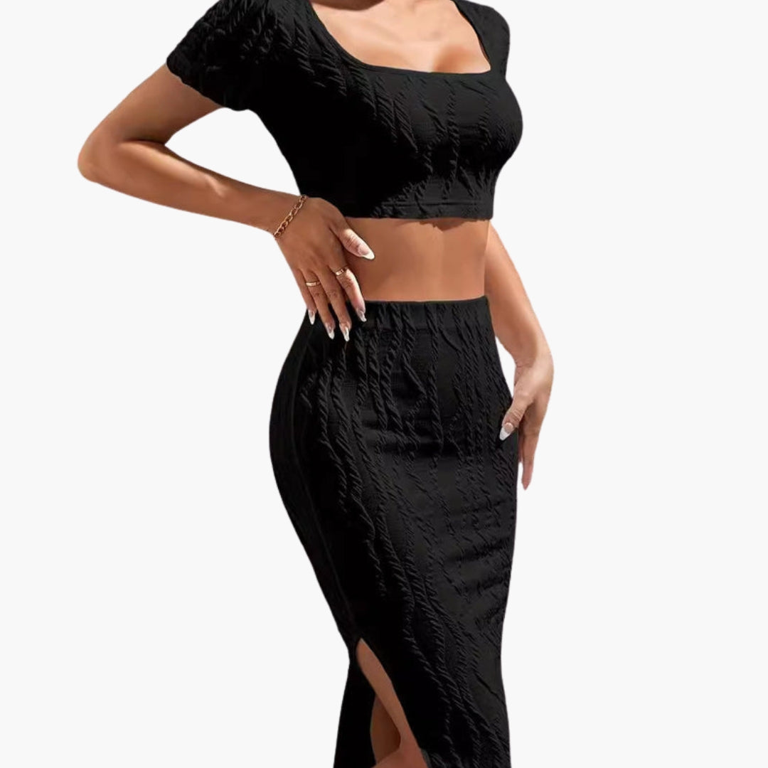 Women's Square Neck Maxi Skirt Set