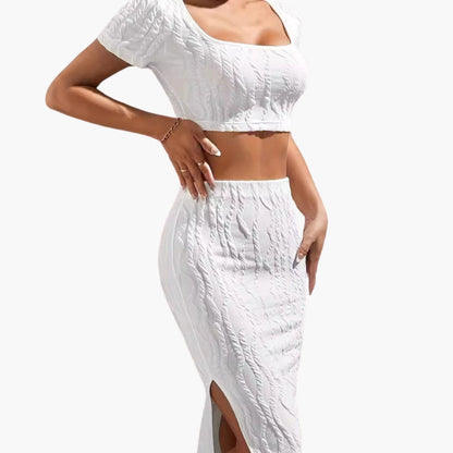 Women's Square Neck Maxi Skirt Set