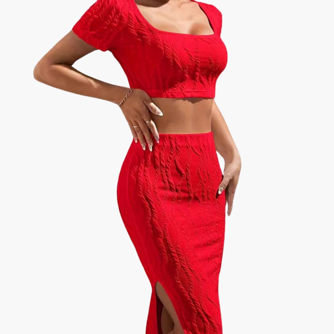 Women's Square Neck Maxi Skirt Set