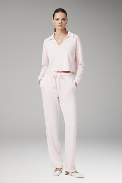 Women's 2-Piece V-Neck Straight Leg Pants Set