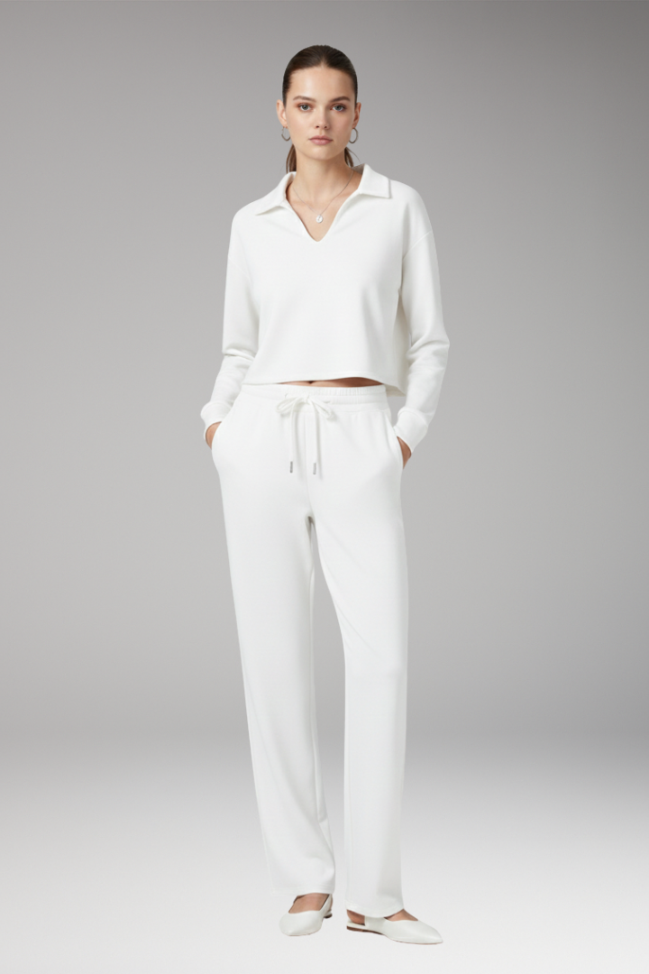Women's 2-Piece V-Neck Straight Leg Pants Set