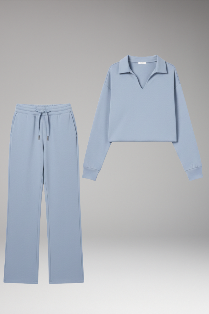 Women's 2-Piece V-Neck Straight Leg Pants Set - VibreMode