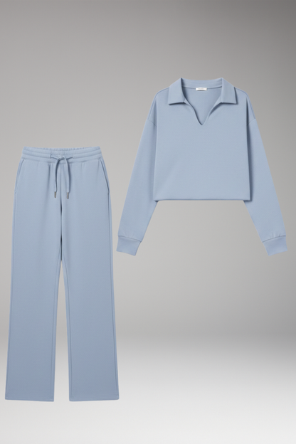 Women's 2-Piece V-Neck Straight Leg Pants Set - VibreMode