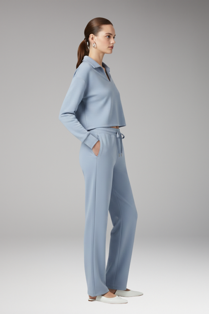 Women's 2-Piece V-Neck Straight Leg Pants Set