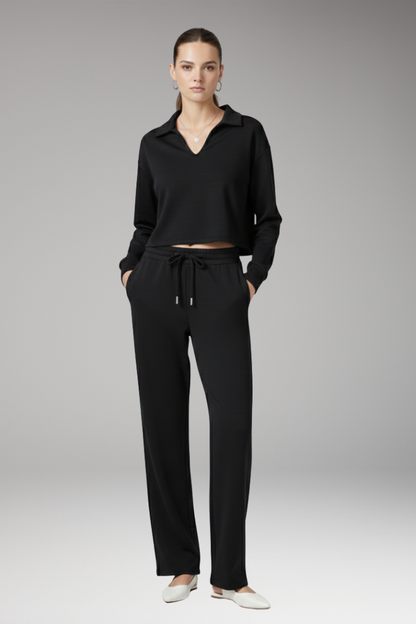 Women's 2-Piece V-Neck Straight Leg Pants Set