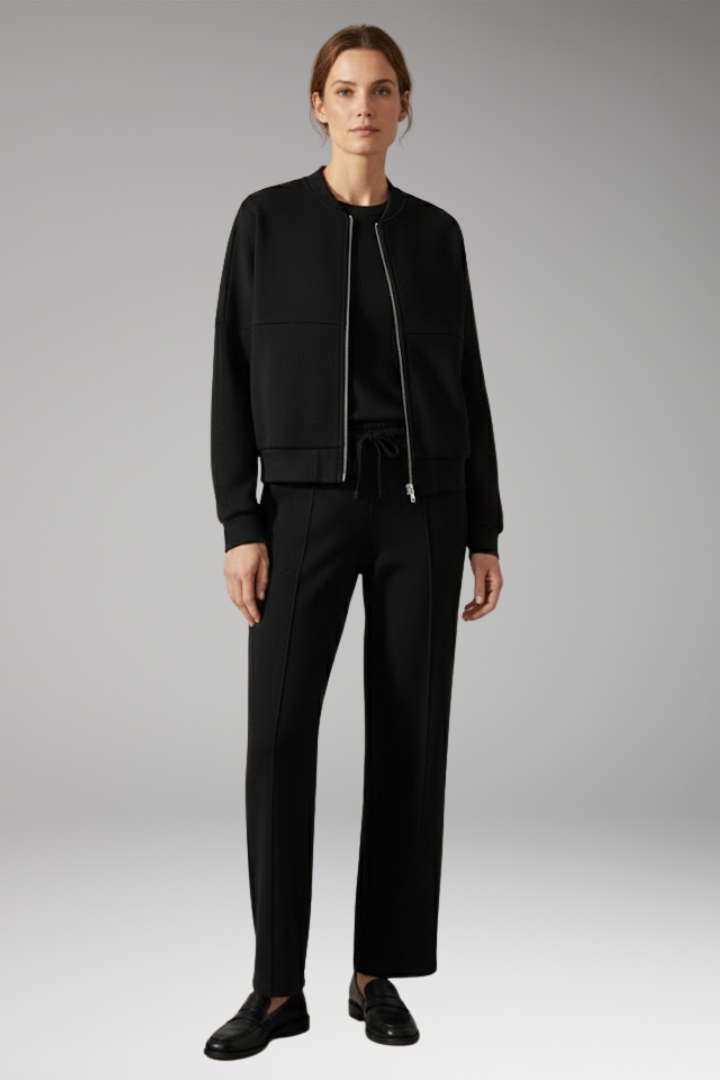 Women's 2-Piece Zip Jacket Straight Leg Pants Set