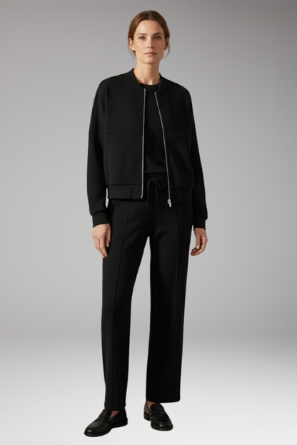 Women's 2-Piece Zip Jacket Straight Leg Pants Set