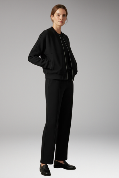 Women's 2-Piece Zip Jacket Straight Leg Pants Set