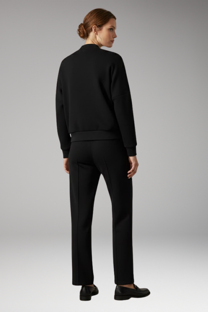 Women's 2-Piece Zip Jacket Straight Leg Pants Set