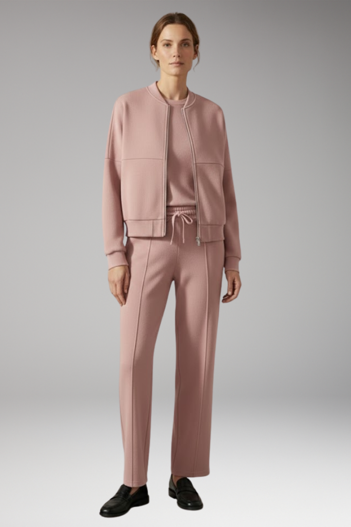 Women's 2-Piece Zip Jacket Straight Leg Pants Set