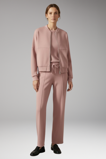 Women's 2-Piece Zip Jacket Straight Leg Pants Set