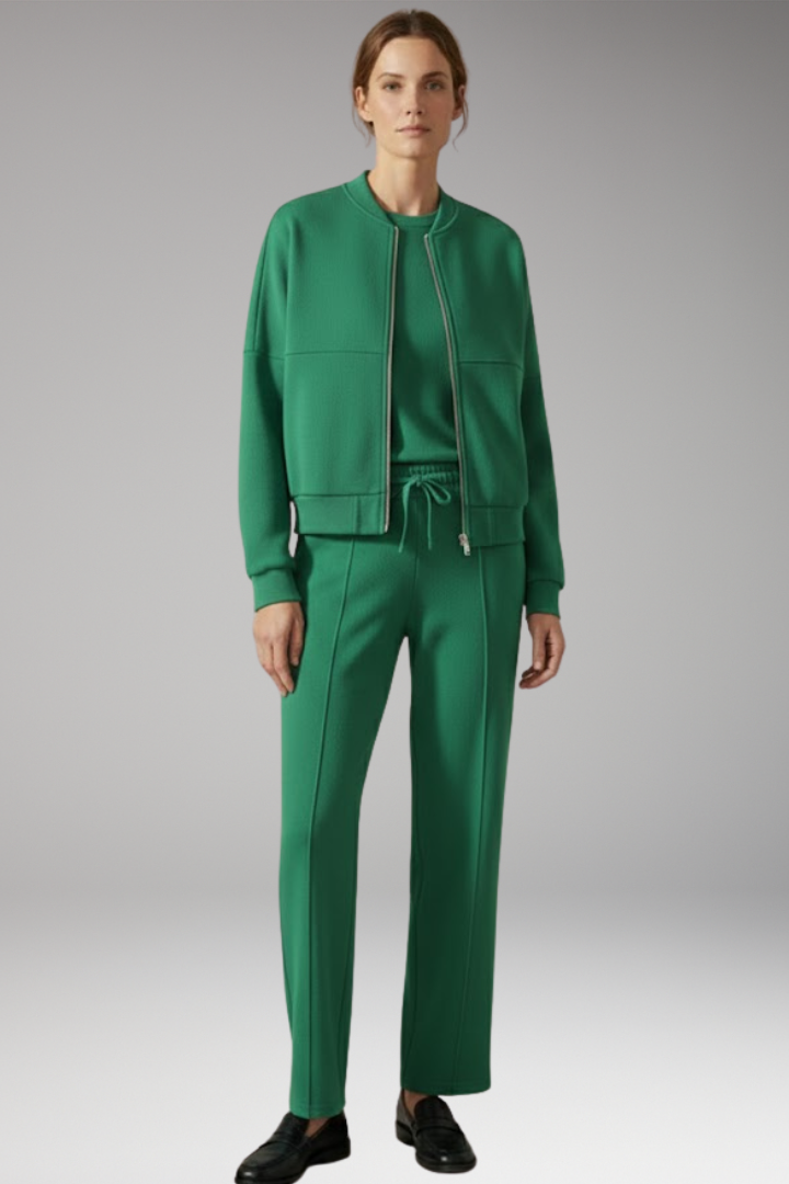 Women's 2-Piece Zip Jacket Straight Leg Pants Set