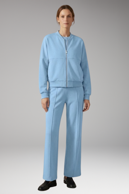 Women's 2-Piece Zip Jacket Straight Leg Pants Set