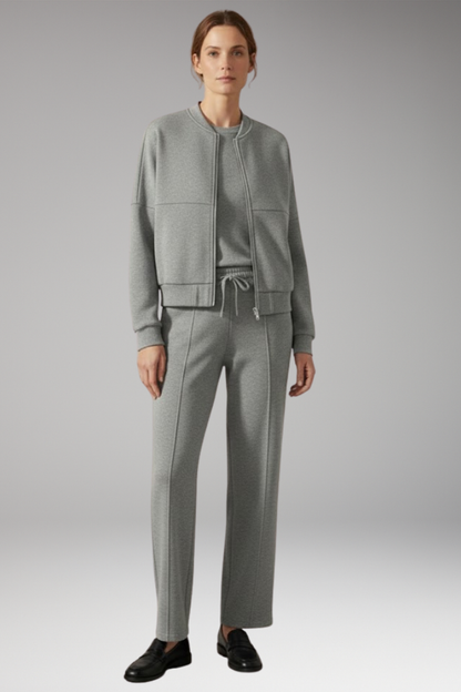 Women's 2-Piece Zip Jacket Straight Leg Pants Set