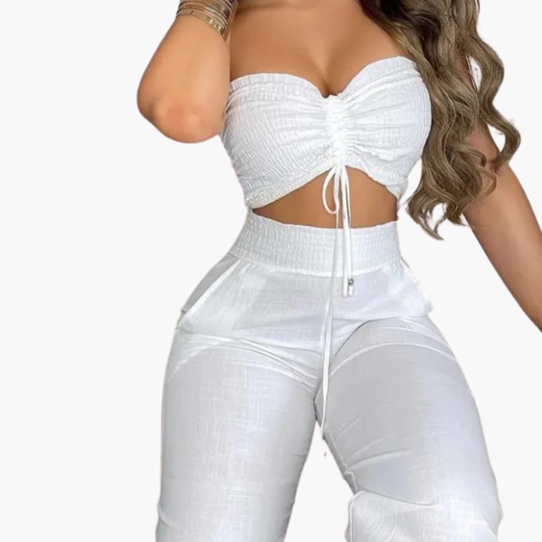 Women's Crop Wide Leg Pants Set