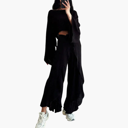Women's Two Piece Set Tie Slit Pants