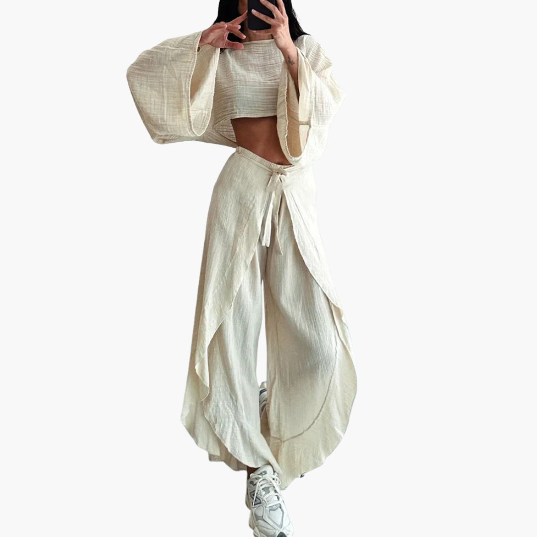 Women's Two Piece Set Tie Slit Pants