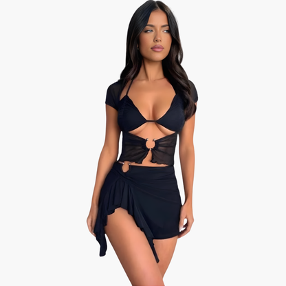 Women's Crop Mini Skirt Set