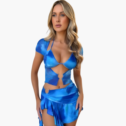 Women's Crop Mini Skirt Set