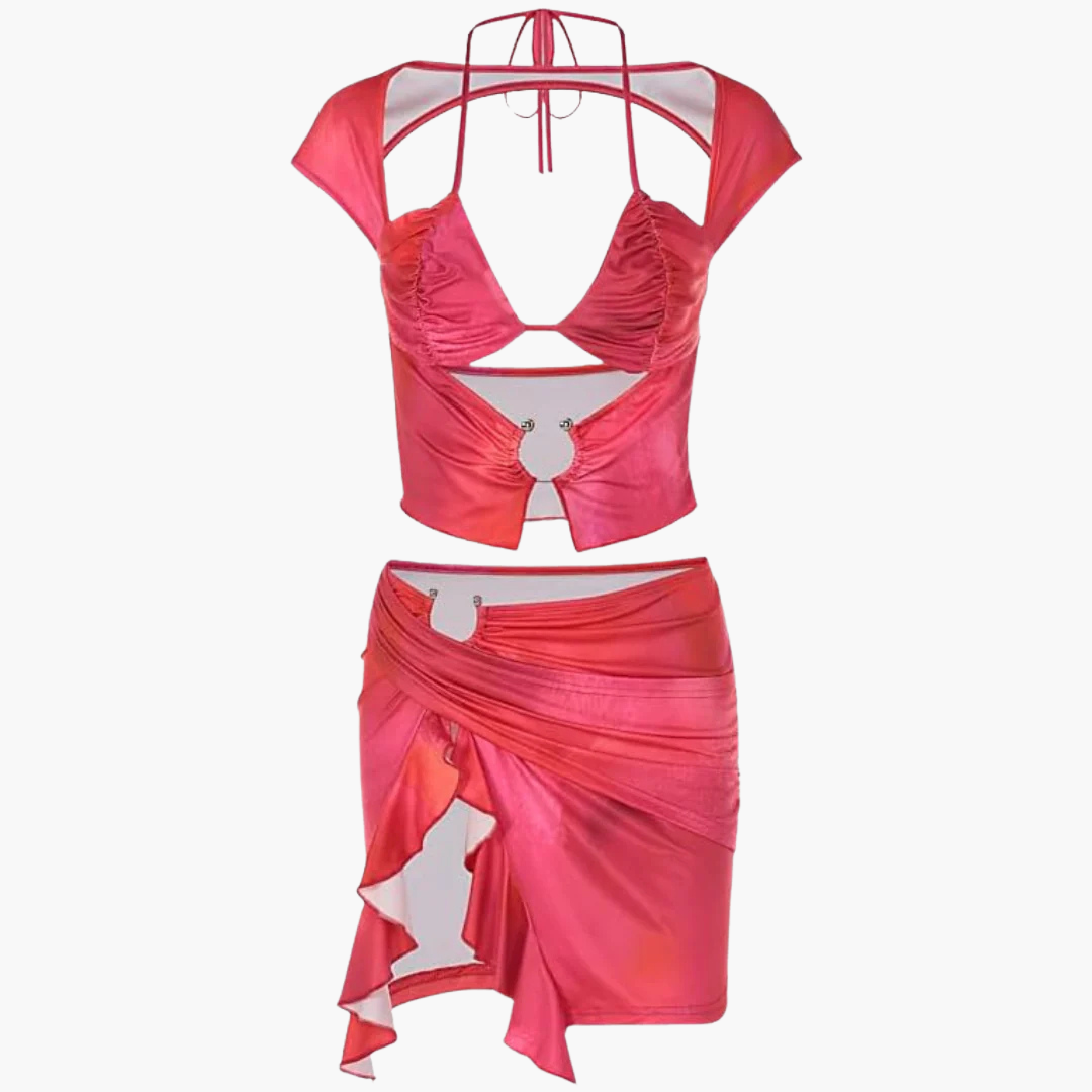 Women's Crop Mini Skirt Set