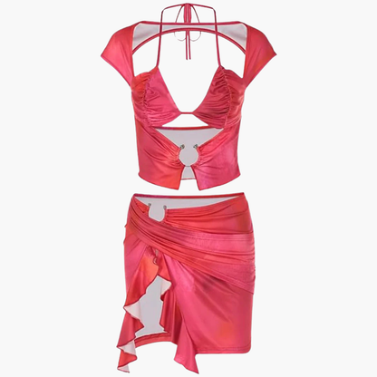 Women's Crop Mini Skirt Set