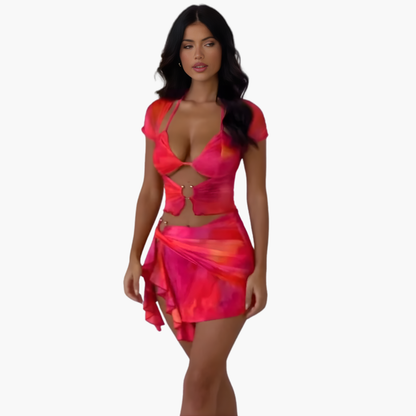 Women's Crop Mini Skirt Set - VibreMode