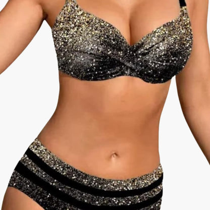Women's High-Waisted Underwire Bikini Tropical Print