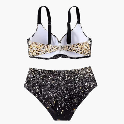 Women's High-Waisted Underwire Bikini Tropical Print