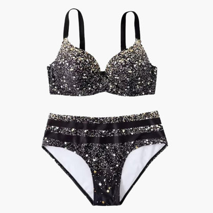 Women's High-Waisted Underwire Bikini Tropical Print