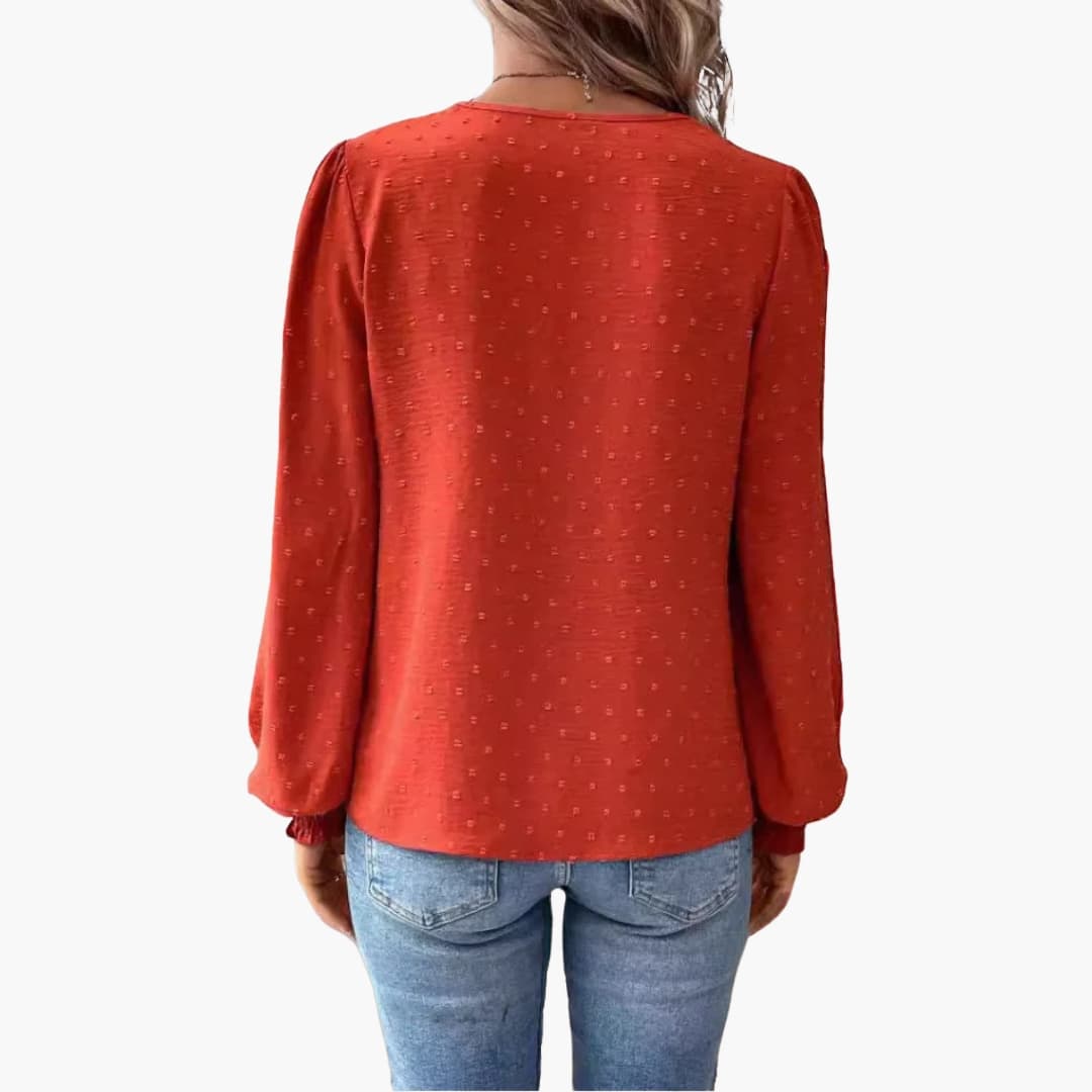 Women's Long Sleeve V-Neck Blouse Loose Fit