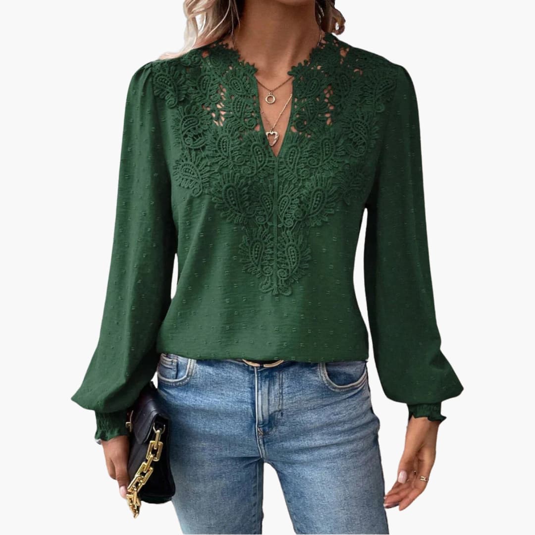 Women's Long Sleeve V-Neck Blouse Loose Fit