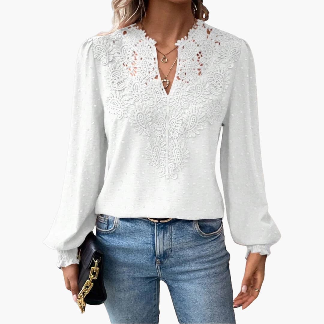 Women's Long Sleeve V-Neck Blouse Loose Fit