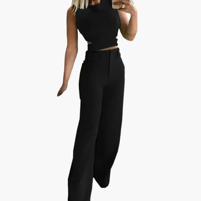 Women's Two-Piece Crop And High Waisted Pants Set