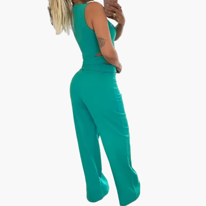 Women's Two-Piece Crop And High Waisted Pants Set