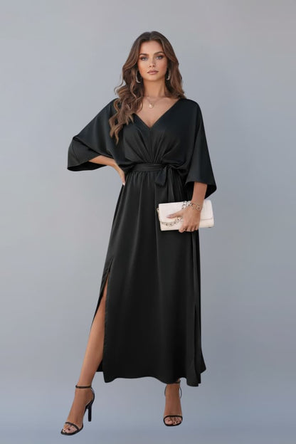 Women's Waist Tie Dress Short Sleeves