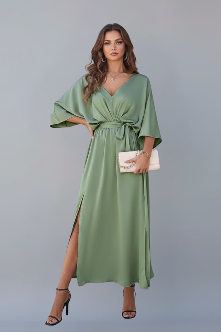 Women's Waist Tie Dress Short Sleeves