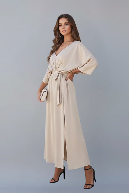 Women's Waist Tie Dress Short Sleeves