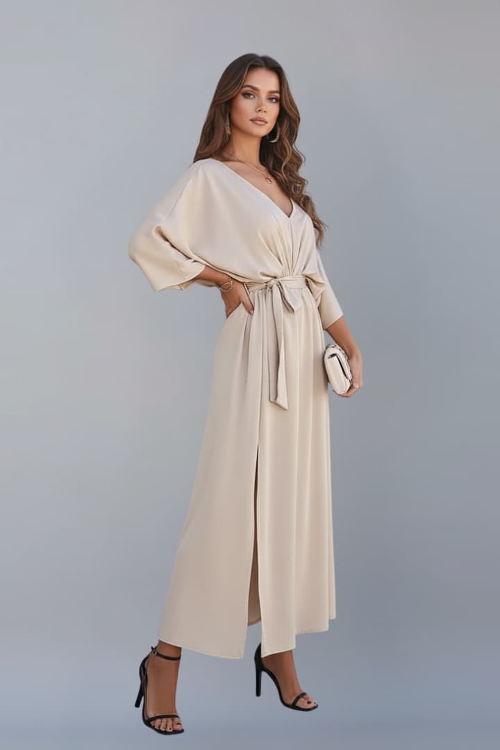 Women's Waist Tie Dress Short Sleeves