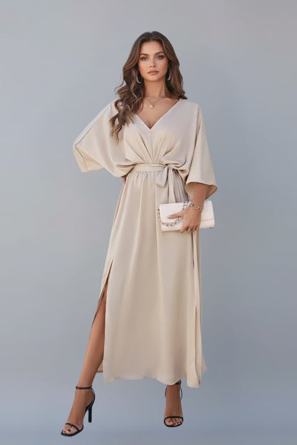 Women's Waist Tie Dress Short Sleeves