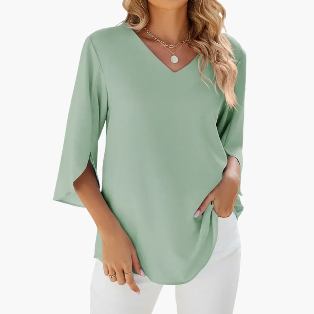 Women's Long Sleeve V-Neck Blouse