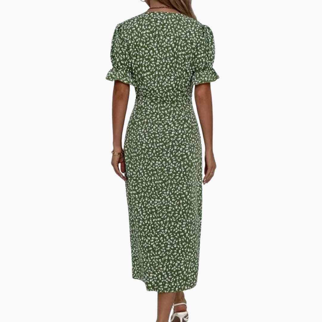 Women's Short Sleeve V-Neck Midi Dress
