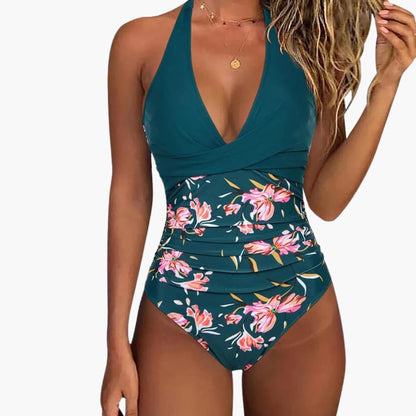 Women's Full Coverage V-Neck Swimsuit Stretch