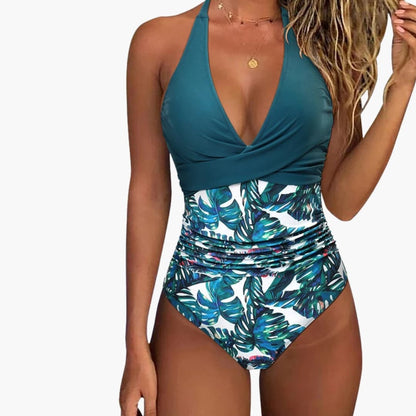Women's Full Coverage V-Neck Swimsuit Stretch - VibreMode