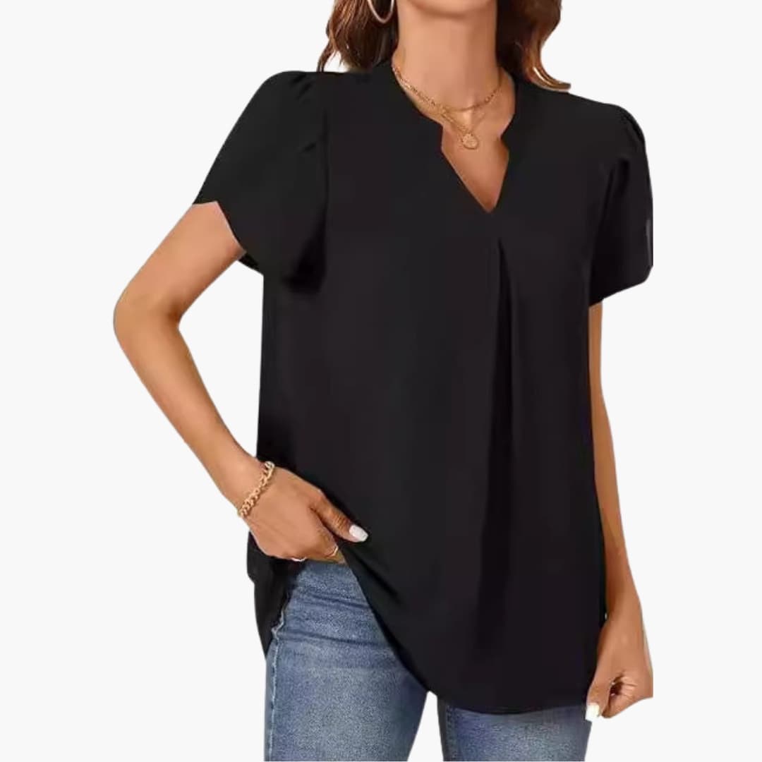 Women's Loose Fit Blouse Puff Sleeve Woven