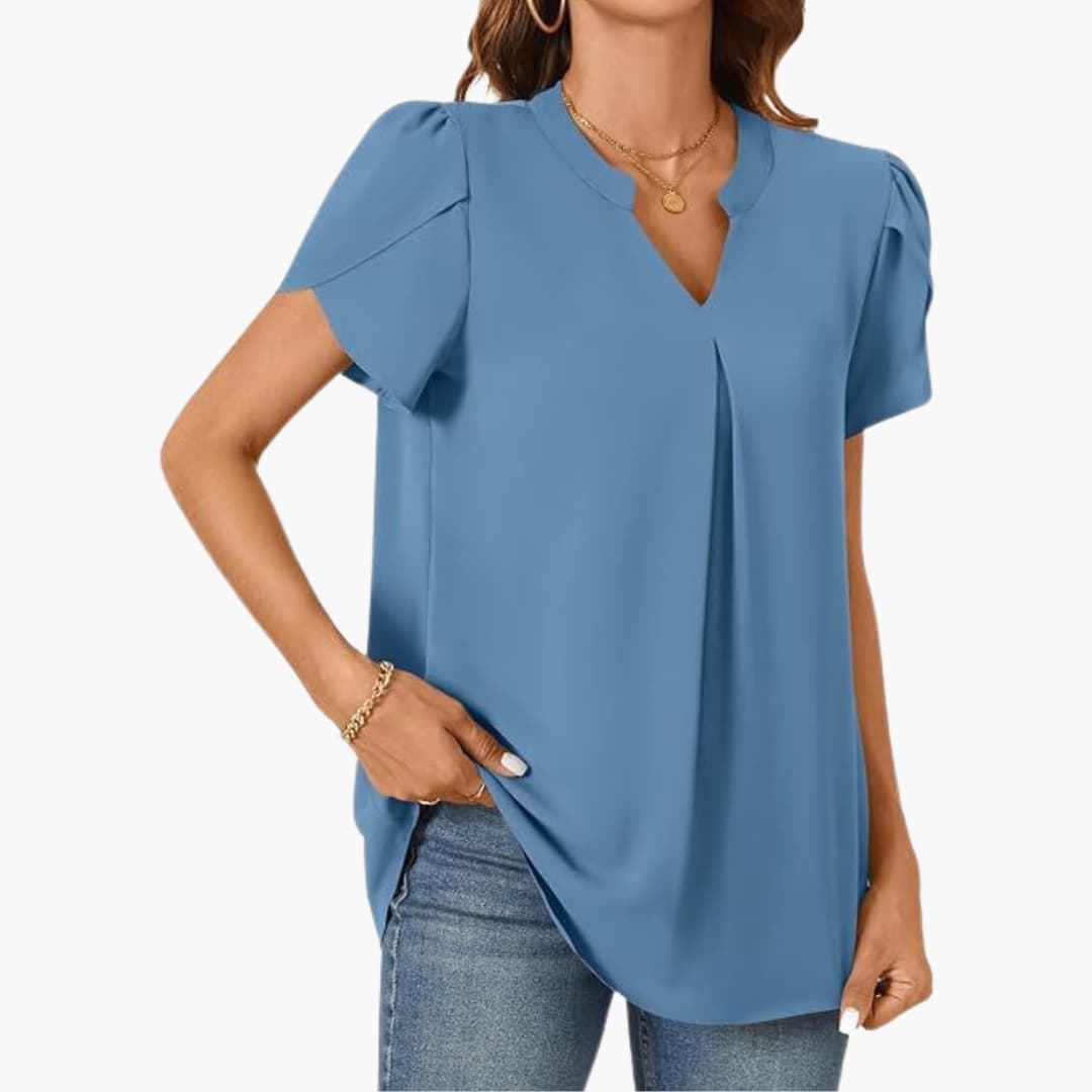 Women's Loose Fit Blouse Puff Sleeve Woven - VibreMode